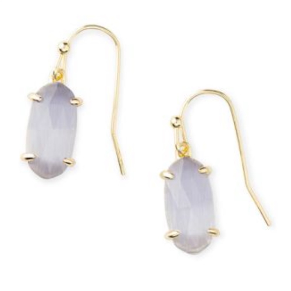 Kendra Scott Lemmi Drop Earrings - Slate Cat’s Eye & Gold